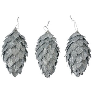 Clayre & Eef 66173ZI Weihnachtsdeko Zapfen Silber...