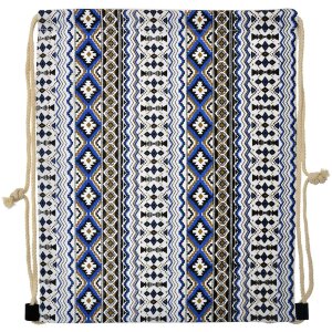Juleeze JZBG0308 Rucksack Weiß Blau 34x1x43 cm Ethno Design Kordelzug