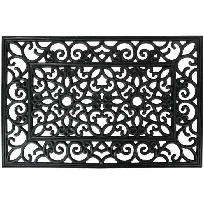 Clayre & Eef MC270 Придверный коврик черный 60x40x1 см резиновый прямоугольный классический