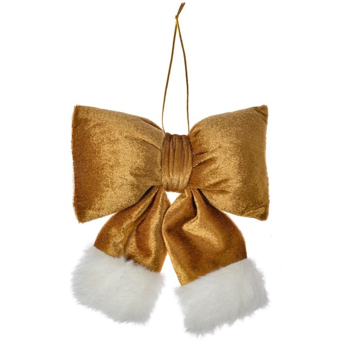 Clayre & Eef 66098S Декоративный бант золотой цвет белый 15x3x17 см