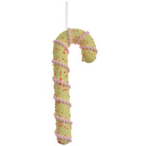 Clayre & Eef Anhänger Zuckerstange Gelb Rosa 10x3x26 cm Kunststoff