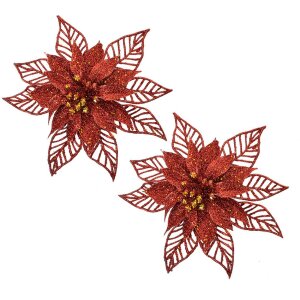 Clayre & Eef Weihnachtsblume Set 2tlg Rot...