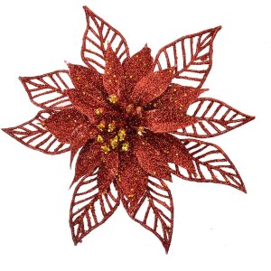 Clayre & Eef Weihnachtsblume Set 2tlg Rot...