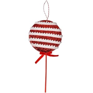 Clayre & Eef Weihnachtsdeko Lollipop Rot Weiß 14x4x30 cm