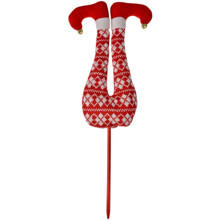 Clayre & Eef 66193 Ножки рождественского эльфа красно-белые 19x4x50 см Рождественское украшение