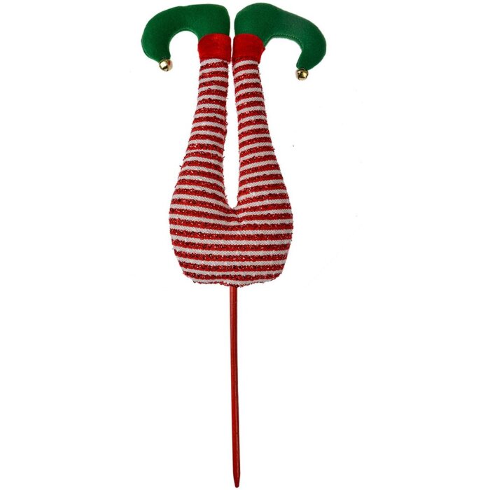 Clayre & Eef 66194 Christmas Elf Legs Decoration Red Green 19x4x52 см