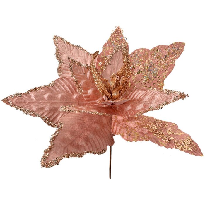 Clayre & Eef 66123 Рождественское украшение Цветок цвета розового золота Ø 44x58 см пластик