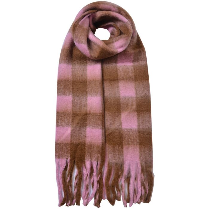 Juleeze JZSC0819P Schal Rosa-Braun kariert 39x200 cm