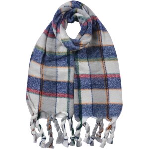 Juleeze JZSC0824BL Damen Schal Blau Grau Kariert 50x200 cm