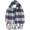 Juleeze JZSC0824BL Damen Schal Blau Grau Kariert 50x200 cm