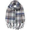 Juleeze JZSC0824G Шарф серо-зеленый 50х200 см в клетку с бахромой