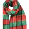 Juleeze JZSC0824R Шарф красно-зеленый клетчатый 50х200 см с бахромой