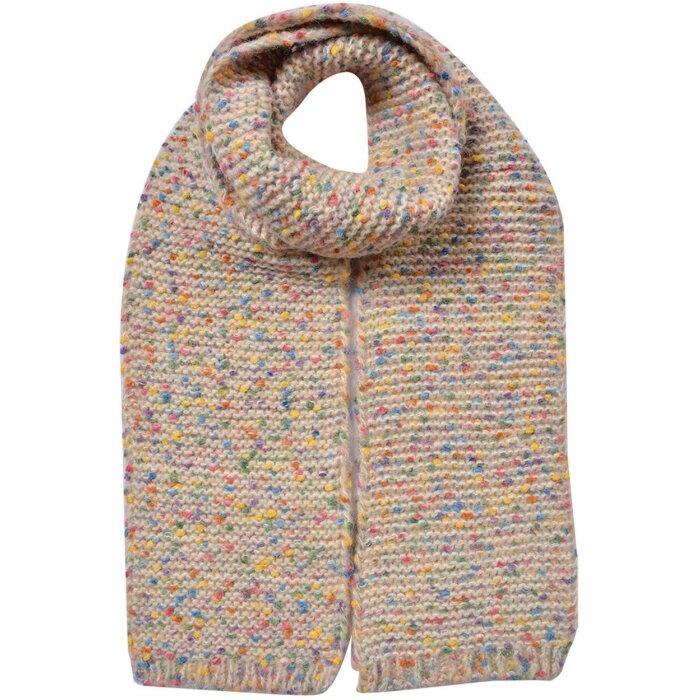 Juleeze JZSC0829BE Damen Schal Beige 14x146 cm mit bunten Akzenten