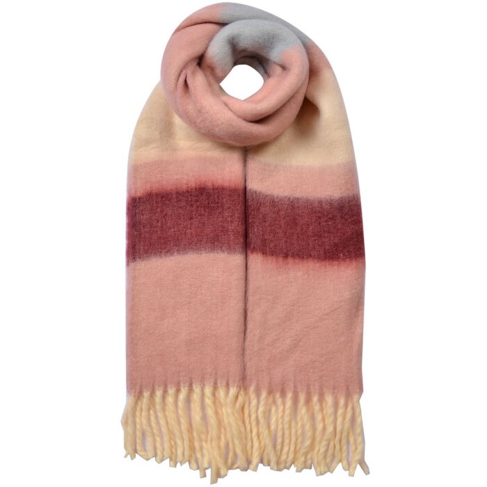 Juleeze JZSC0832P Шарф розовый бежевый 37х210 см женский с бахромой