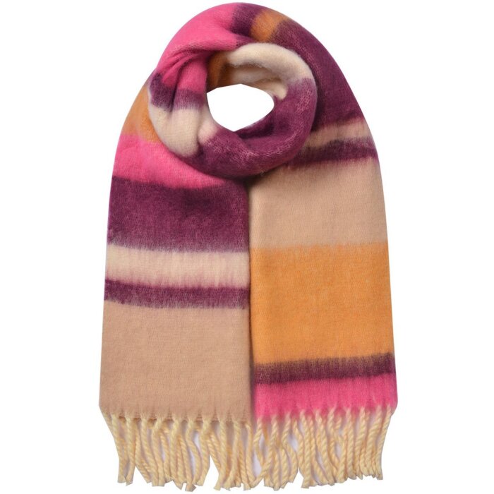 Juleeze JZSC0832Y Schal 37x210cm Gelb Rot Beige Pink mit Fransen