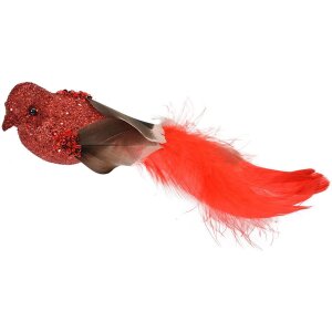 Clayre & Eef 66138 Dekoration Vogel 2er-Set Rot Braun 16x5x5 cm Kunststoff