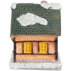 Clayre & Eef 6PR5733 Украшение Дом со светодиодами оранжево-зеленый 6x5x6 см