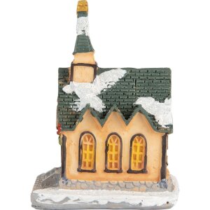 Clayre & Eef 6PR5736 Dekoration Haus LED 6x5x9 cm Polyresin Orange Grün