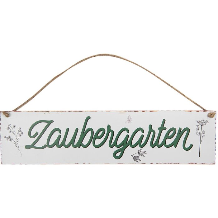 Clayre & Eef Text Sign Magic Garden Garden Decoration Metal White 40x1x10 см