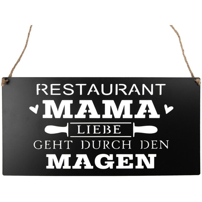 Clayre & Eef 6Y5699 Textschild Liebe geht durch den Magen Schwarz 40x1x20 cm