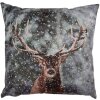 Чехол для подушки 45x45 см Clayre & Eef с изображением оленя серо-коричневый стиль кантри