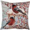 Clayre & Eef Kissenhülle Wintervögel Blau-Rot 45x45 cm Landhausstil