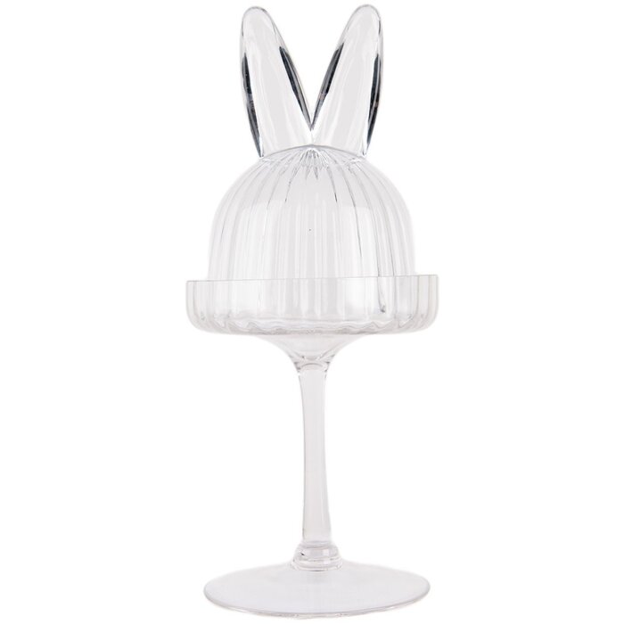 Clayre & Eef 6GL4929 Стеклянная банка в форме колокольчика в виде зайчика Ø 12x29 см Прозрачный декор
