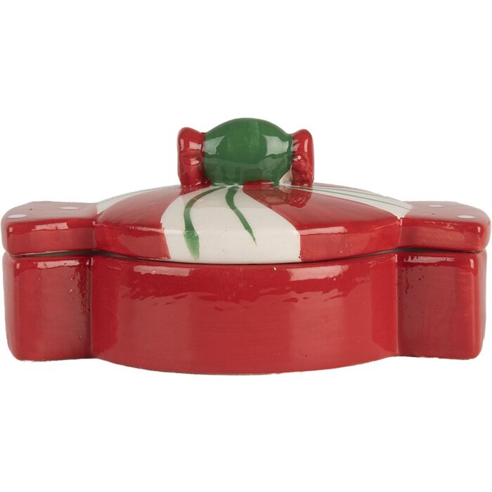 Clayre & Eef 6CE2148 Vorratstopf mit Deckel Keramik Rot 14x10x8 cm Landhausstil