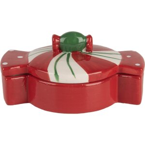 Clayre & Eef 6CE2148 Vorratstopf mit Deckel Keramik Rot 14x10x8 cm Landhausstil