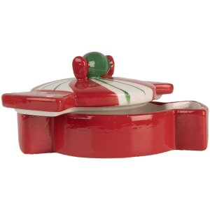 Clayre & Eef 6CE2148 Vorratstopf mit Deckel Keramik Rot 14x10x8 cm Landhausstil