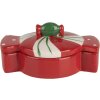 Clayre & Eef 6CE2148 Vorratstopf mit Deckel Keramik Rot 14x10x8 cm Landhausstil