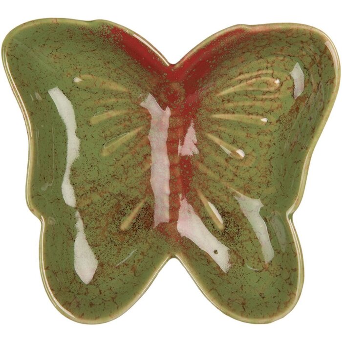 Clayre & Eef 6CE2152 Миска Butterfly Green Red 14x13x2 см