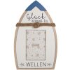 Clayre & Eef Bilderrahmen Glück kommt in Wellen Weiß Blau 20x32 cm