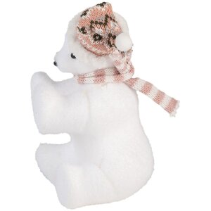 Clayre & Eef 66120 Фигурка Медведь Белый Розовый 11x11x18 см