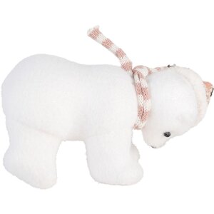 Clayre & Eef 66120 Фигурка Медведь Белый Розовый 11x11x18 см