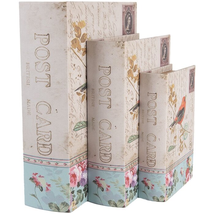 Clayre & Eef 66257 Коробка для хранения Набор из 3 антикварных ящиков бежевый винтаж