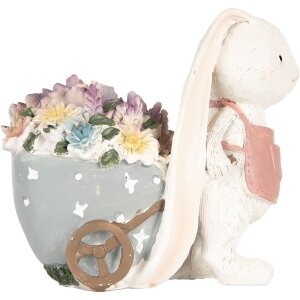 Clayre & Eef 6PR5148 Dekoration Kaninchen Weiß Rosa 11x6x10 cm Landhausstil