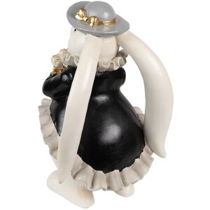 Clayre & Eef 6PR5150 Dekoration Kaninchen Weiß Schwarz Gold 14x13x22 cm