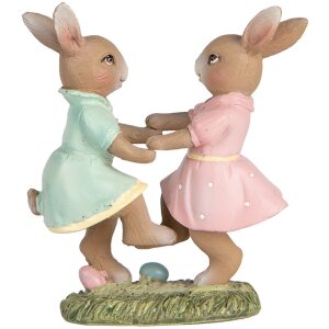 Clayre & Eef 6PR5437 Украшение Кролик 8x3x8 см бежевый розовый мятный зеленый