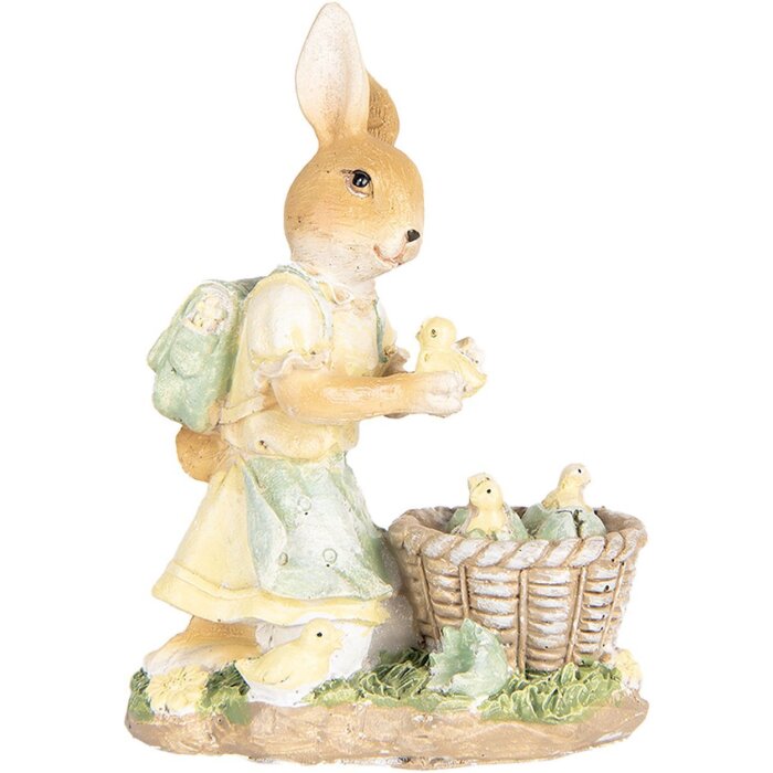 Clayre & Eef 6PR5452 Украшение Кролик 10x6x13 см Полирезин бежево-желтый