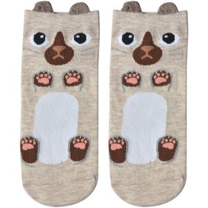 Juleeze JZSSK0009 Damen Socken Katzenmotiv Beige...