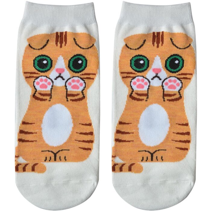 Juleeze JZSSK0010 Socken Katzenmotiv Weiß Größe 36-41