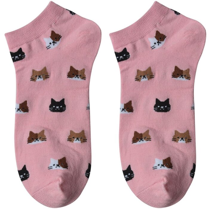 Juleeze JZSSK0024 Socken Rosa Katzenmotiv Größe 36-41