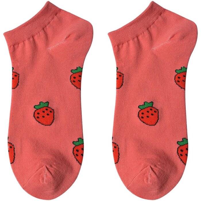 Juleeze JZSSK0031 Damen Sneaker Socken Erdbeer Motiv Rot Gr 36-41