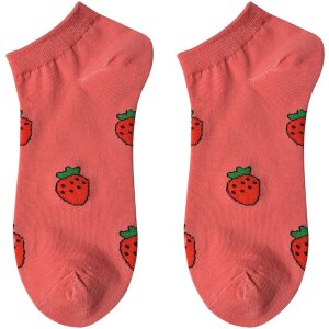 Juleeze JZSSK0031 Damen Sneaker Socken Erdbeer Motiv Rot...