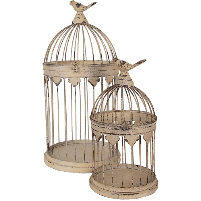 Clayre & Eef 5Y1283 Декор Клетка для птиц Набор Антик Коричневый Ø32x60 Ø23x40 см
