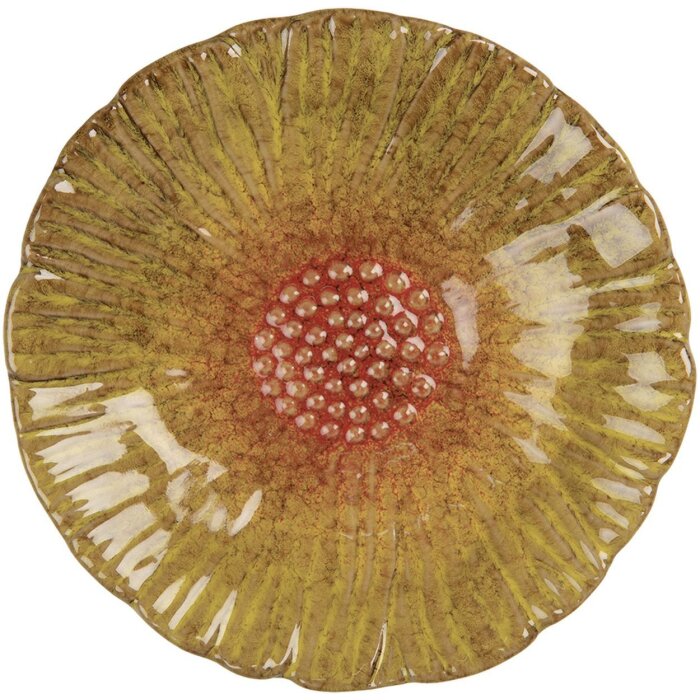 Clayre & Eef 6CE2161 Миска Цветок желто-оранжевая Ø 14x3 см керамическая ботаническая