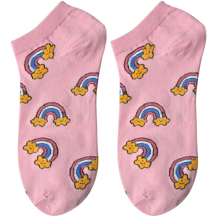 Juleeze JZSSK0035 Socken Rosa Regenbogen Motiv Größe 36–41