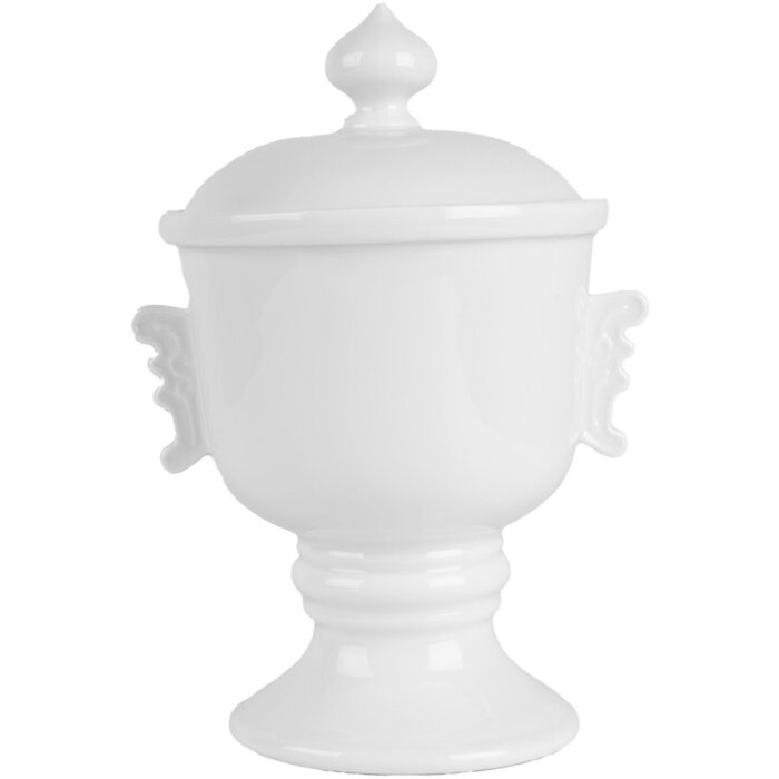 Clayre & Eef 6CE2170 Горшок для хранения с крышкой керамический белый Ø 12x17 см 125 мл