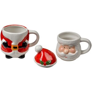 Clayre & Eef Weihnachtsbecher Santa Claus Keramik 300/375ml Landhausstil